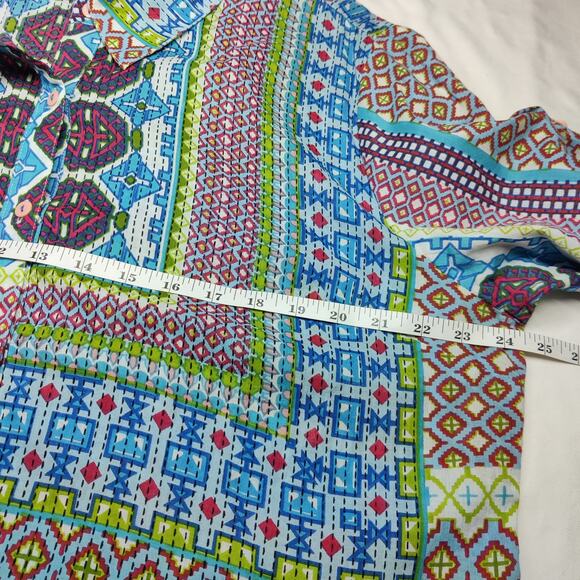 Orientique Naturally Australian Colorful Boho Geometric Artsy Eclectic Blouse XL - Picture 11 of 13